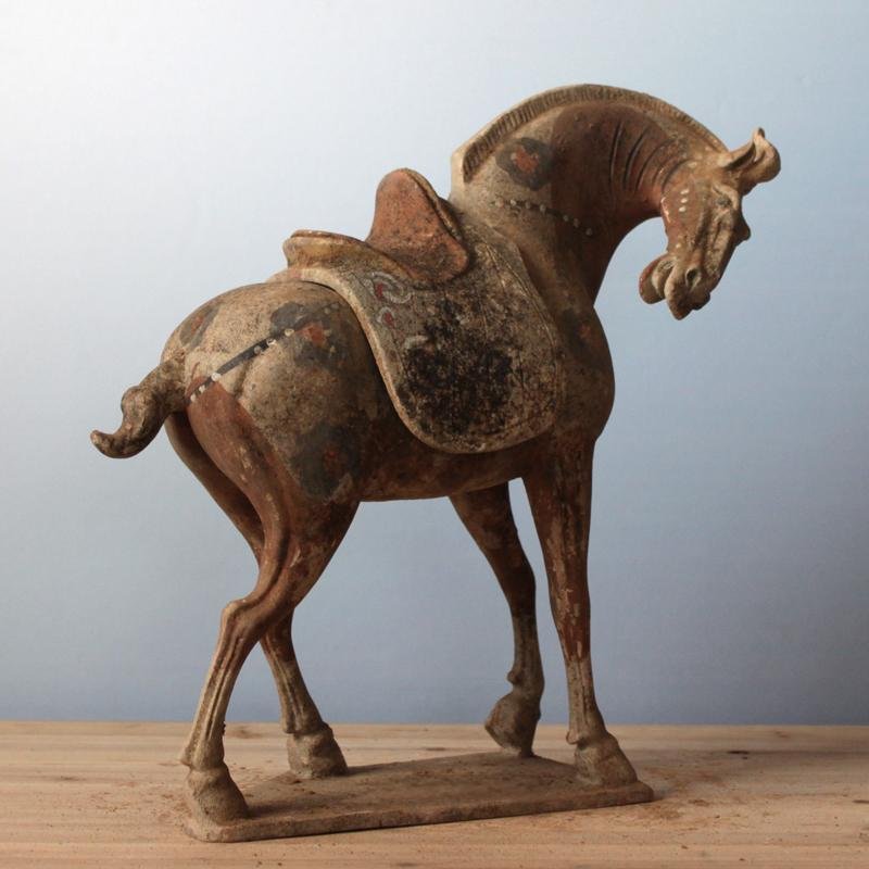 Tang Dynasty - styled Imitation Pottery Horse Ornament, Painted Pottery, Ancient - style Home Decoration