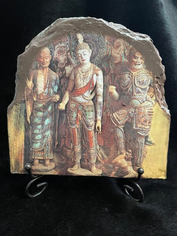 Dunhuang Mogao Grottoes Sculpture and Mural Series Slate Paintings  Home Decor  Size 20×20 cm