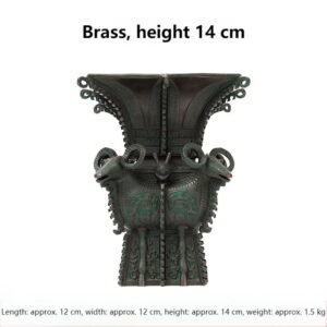 Four - Sheep Square Zun Ornament, Imitation Ancient Bronze Ware (Ding - style), Retro Sanxingdui - inspired Desktop Decoration for Workspace