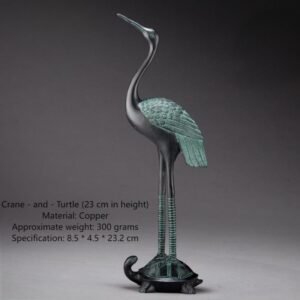 Lingzhi Crane, Crane and Turtle for Longevity, Bronze Ware, Crane and Turtle Holding Lingzhi, Imitation Ancient Craftwork, Ornament