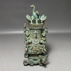 Imitation of the Spring and Autumn, Warring States, and Han Dynasties’ Bronze Lotus - Crane Square Pot, Simple and Elegant, Decoration for Office and Living Room, Ornament