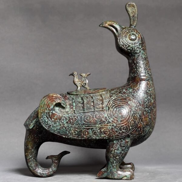 Antique - styled Bronze Jin Marquis Bird Zun, Pure Copper Bird Zun, Home Craft Ornament