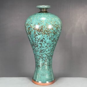Antique Porcelain Collection, Old Vintage Ware, Lu Jun Porcelain Green Flambe - Glazed Meiping Vase Ornament