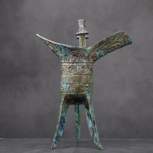 Imitation Archaic Bronze Ware, Jue - shaped Bronze Cup, Ancient Ornament, Decorative Item, Wine Vessel - Image 2