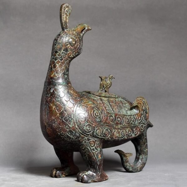 Antique - styled Bronze Jin Marquis Bird Zun, Pure Copper Bird Zun, Home Craft Ornament - Image 2