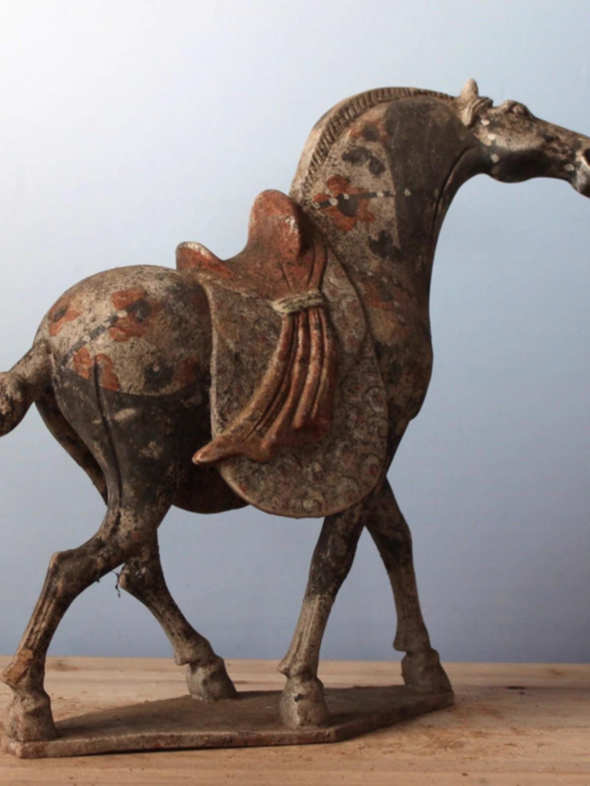 Tang Dynasty - styled Imitation Pottery Horse Ornament, Painted Pottery, Ancient - style Home Decoration - Image 2