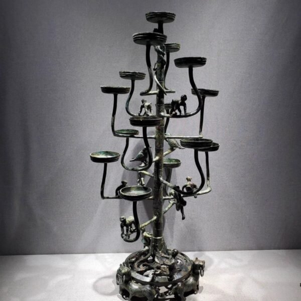 Tongxiangde Imitation Archaic Bronze Ware Ornament, Warring - States - Period Lamp, Fifteen - branched Connected - cup Lamp, Tree - shaped Connected - branch Bronze Lamp - Image 2