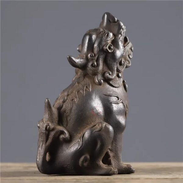 Antique - styled and artificially aged old ironware Heavenly - roaring unicorn, retro desktop cast - iron small lion, classical home collection and display piece - Image 2