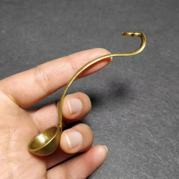 Antique Curio & Scholar's Object, Bronze Ware Collection, Imitation Brass Ruyi - Handle Water Ladle, Small Bronze Ladle, Incense Powder Ladle, Water Container Ladle - Image 4