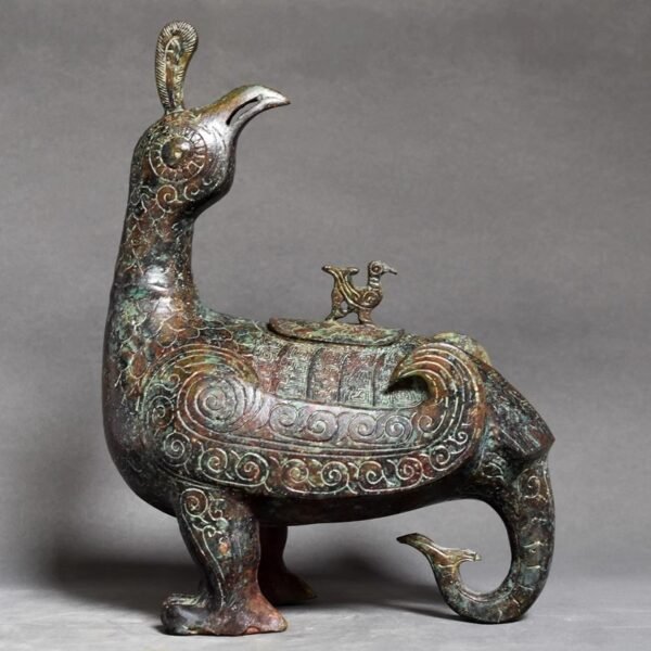 Antique - styled Bronze Jin Marquis Bird Zun, Pure Copper Bird Zun, Home Craft Ornament - Image 3