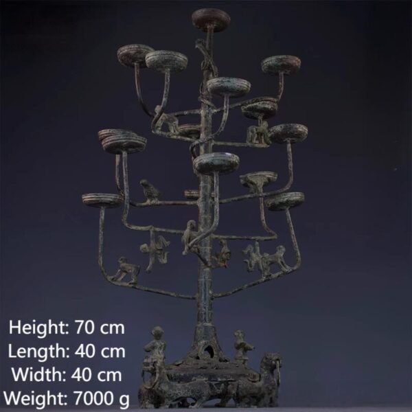 Tongxiangde Imitation Archaic Bronze Ware Ornament, Warring - States - Period Lamp, Fifteen - branched Connected - cup Lamp, Tree - shaped Connected - branch Bronze Lamp - Image 3