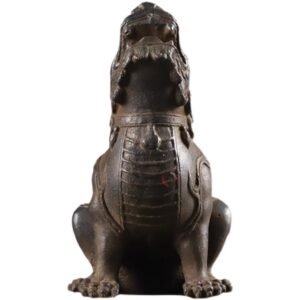 Antique - styled and artificially aged old ironware Heavenly - roaring unicorn, retro desktop cast - iron small lion, classical home collection and display piece