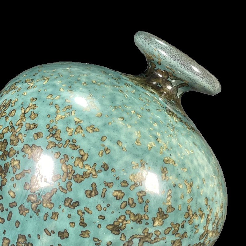 Antique Porcelain Collection, Old Vintage Ware, Lu Jun Porcelain Green Flambe - Glazed Meiping Vase Ornament - Image 4