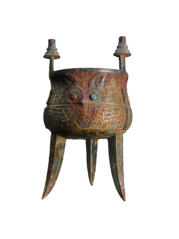 Bronze Wine Jia and Owl - Patterned Wine Zun Ornament, Ancient Wine Vessel, Retro Owl - Themed Decoration, Antique Collection, Museum Replica - Image 4
