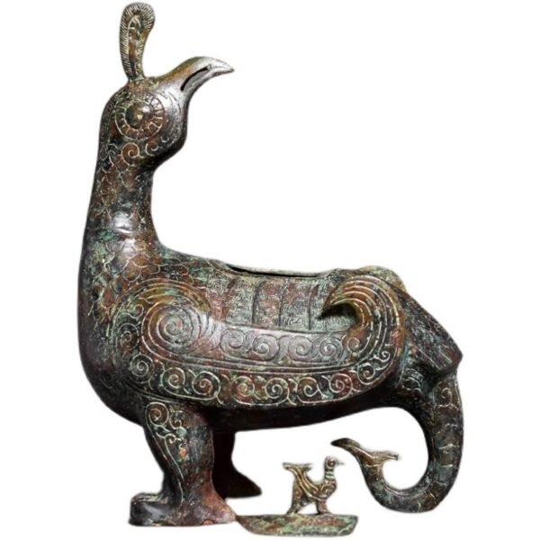 Antique - styled Bronze Jin Marquis Bird Zun, Pure Copper Bird Zun, Home Craft Ornament - Image 4