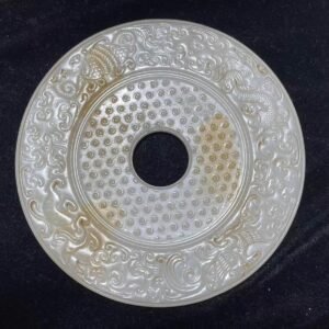 Archaized Hetian Jade Aged Imitation of Ancient Jade, Nostalgic Jade Pendant, Han Dynasty - style Jade Ware, Hand - played Jade Bi with Four Divine Beasts Pattern