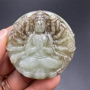 Antique Jade Articles of Ming and Qing Dynasties & Han Dynasty-style Thousand-Hand Guanyin Ornament, Ancient Jade Collectibles, Vintage Jade Hanging Decorations (Pendants)