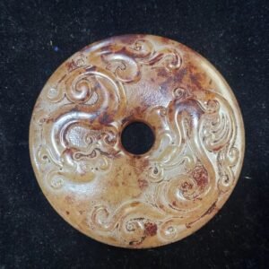 Antique Jade Pendant, Xiuyu Jade Ornament, Jade Carving Craftwork, Hanging Decor, Aged - Skin Ancient Jade, Vintage Jade Ornament, Jade Plaque, Dragon Pattern Jade Bi